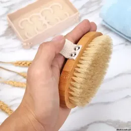 UPS New Body Brush Natural Boar Bristle 유기농 건조한 피부 바디 브러시 대나무 젖은 백 샤워 브러시 각질 제거 목욕 브러시