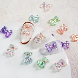 네일 아트 장식 Aurora Bear Charms 귀여운 3D Crystal Rhinestones Nails 부품 젤리 액세서리 Kawaii Manicure Tipsnail Stac22