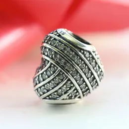 925 Sterling Silver Pave Line Love Heart Bead Fits European Jewelry Pandora 스타일의 Charm Bracelets