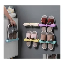 Bathroom Storage Organization 1Pc Shoe Shelf Holder Mtifunctional Home Plastic Wall Hanging Hanger Slippers Organizer Save Drop De Dhzx0