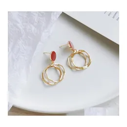 Stud S925 Sier Needle Temperament Beautif Drip Earrings Wild Circle Fashion Retro 3716 Q2 Drop Delivery Jewelry Dhhna