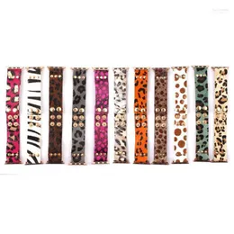 Bangle Zwpon Fashion Leopard Подлинная кожаная часовая группа Baraclets для женщины кнопка Snap Polka Spot Accessories 1 Trum22