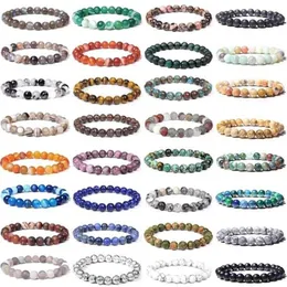 Fili di perline Bracciale con perline in pietra naturale mista liscia da 8 mm per uomo donna Distanza classica gemma minerale autentica all'ingrosso