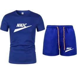 Men's Tracksuits Casual Sportswear Summer Printed Suit Jogging Suit Fitness Suit T shirt Shorts 2 Pieces Suit Brand LOGO Print