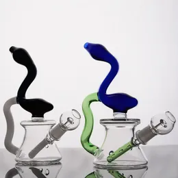 Bong in vetro Bubber Recycler Pipa ad acqua Piattaforme petrolifere Fumatori inebrianti Narghilè Raccogli ghiaccio con giunto da 14 mm