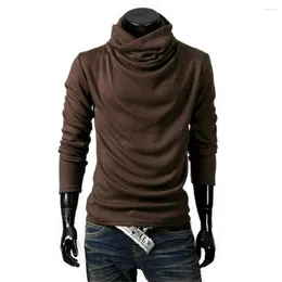 Men's T Shirts UK Mens Casual Turtle Neck Pullover Knit Jumper Tops Warmer T-Shirts Solid Long Sleeve Sweatwear