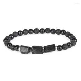 Strand Natural Bruck Black Tourmaline Healing Stone Bead Combo 6mm Matte Onyx Lava, индивидуальный браслет для мужчин