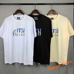 Camisetas masculinas homens mulheres 1 1 kith paris marco tee de alta qualidade arquitetura solta impressão gráfica kith camiseta casual manga curta interna tag g230202