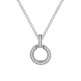 Pendant Necklaces Double Circle Pendant Necklace Friends Collier Birthday Valentine's Day Long Chain % Real Silver S925 Necklace for Women G230202