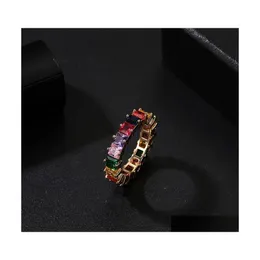 Solitaire Ring Gold Wedding Women Men 69 Plated Rainbow Love Rings Micro Paled 7 Colors Flower Jewelry Par Gift 3359 Q2 Drop Deliv Dhtli