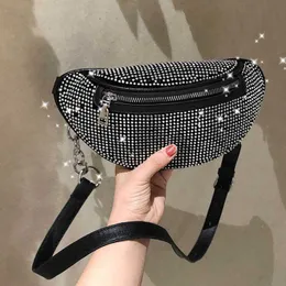 Women Waist Bag Flash Diamond Luxury Fanny Pack Chain Crotghbody Crossbody S Chest S Massion Banana Belt Hip Bum Pres 230202