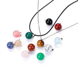 Pendant Necklaces Round Ball Natural Crystal Rose Quartz Stone Necklace Chakra Healing Jewelry For Women Men Drop Delivery Pe Dhgarden Dhkdq