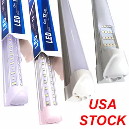 V şekilli 2ft 4ft 6ft 8ft soğutucu kapı LED tüpleri T8 Entegre 144W 6 Row Lights Fikstür Stoku Bağlantılabilir Tek Plastik Parlak 14400lm Işık Bodrum Mağazaları Bezlenmiş