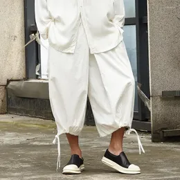 Men's Pants Men's Yamamoto Style Linen Contracted Japanese Leg Drawstring Design Loose Casual Knickerbockers