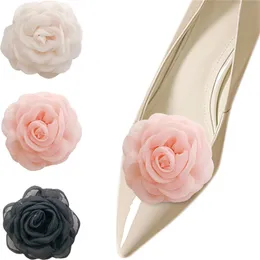 Shoe Parts Accessories 2 Pcs Lace Rose Flower Clips Fashion Bridal High Heel Decoration DIY Crafts Embellishment for Women Girls 230201