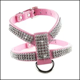 Collares para perros Correas Bling Rolls Of Rhinestone Pu Leather Pet Puppy Collar pequeño Arnés Chihuahua Teacup Care Xs Medium Large para Dhqa8