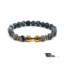 Charm Bracelets Natural Stone Bracelet Gray Weathering Agates Bead Pseira Mascina Yoga Chakra Beaded Drop Delivery Jewelry Dhg7H