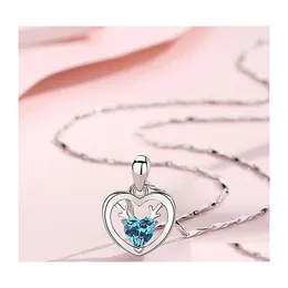 Pendant Necklaces Sier Woman Fashion Jewelry High Quality Crystal Zircon Heart Necklace Antler Drop Delivery Pendants Dhub2