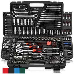 Andra handverktyg PCSSet MultifunctionL Ratchet Wrench Set Professional Mechanic Repain Combination Kit med Carry Case för Auto 230201