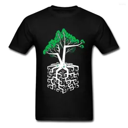 Herren T-Shirts Würfel Wurzel T-Shirt Geek Chic Shirt Männer Geometrische T-Shirt Labyrinth Baumwollkleidung Funky schwarze Tops Sommer-Training T-Shirts