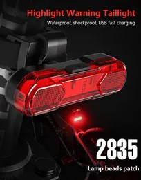 s 5 LED USB Charging Tail Bicycle Safety Cycling Warning Rear Lamp Large Battery Long Service Life Outdoor Bike Light 0202