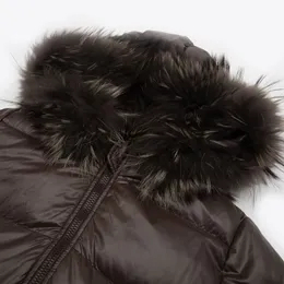 Herren Entendaunenjacken Mantel Winter mit Pelzkragen Lange Parkas Braune Oberbekleidung