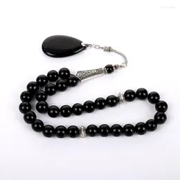 매력 팔찌 검은 돌 tasbih 팔찌 프린지 33/45/99 구슬 이슬람 무슬림 물 드롭 펜던트 펜던트 Tesbih기도 Misbaha 선물