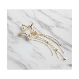 Fermagli per capelli Barrettes Europa Gioielli di moda Donna Star Moon Barrette Perline Catene Nappe Forcina Clip Bobby Pin Lady Drop Delive Dhnvg