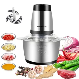 Köttkvarnar 2shastor 304 Stacklöst stål Electric Chopper Grinder Mincer Food Processor Slicer Vegetabilisk mat Chopper Mötskiva Maskin 230201