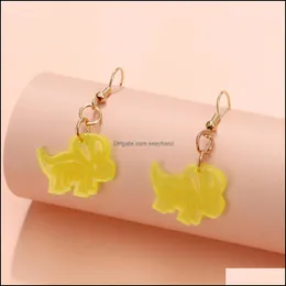 Dangle Chandelier 귀여운 Colorf Dinosaur Acrylic Earring for Women Girls Lovely Animal Long Drop Earring Party Jewelry Delivery OTA4Q