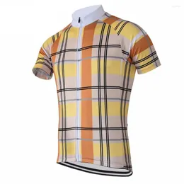 Giacche da corsa HIRBGOD 2023 Retro Plaid Cycling Jersey Uomo manica corta DH Bike Shirt Fashion Stripe Tartan Abbigliamento uomo TYZ173-01