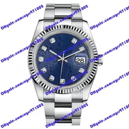 Relógio de alta qualidade 2813 Relógio mecânico automático 36mm Blue Pattern Dial 116234 Women's Diamond Watch Strap Strap Sapphire Business Watch Business de Business de Glass