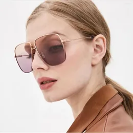 Sunglasses High-Quality Brand Designer Oversized Square Women Men Metal Frame Sun Glasses Outdoors Eyewear UV Protection Unisex