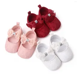 First Walkers Infant Baby Girls Sapatos não deslizam Soled Soled Lace Bowknot Flats Toddler Walker Spring Autumn princesa