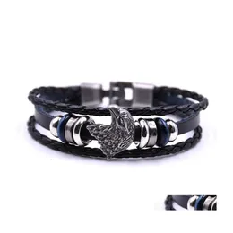 Charm Bracelets Pretty Mtilayer Bracelet Men Rock Jewelry Casual Braided Leather Drop Delivery Dhtw8