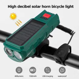 Luci Solar Bike Light Torcia anteriore con corno Lanterna per bicicletta Lampada ricaricabile USB Fanale posteriore Luces Bicicleta Accessori per ciclismo 0202