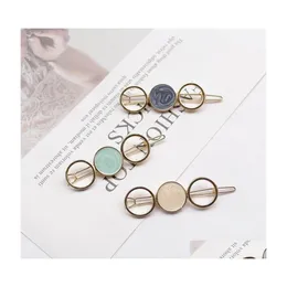 Hair Clips Barrettes Jewelry Drop Delivery 2021 Korean Round Star For Women Vintage Geometric Alloy Hairband Elegant Girls Bang Hai Dhopv