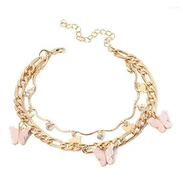 Anklets 1pc Layered Butterfly Anklet Fashion Creative Ankle Bracelet Foot Chain For Women Girls Jewelry Accessories Hawaii Party