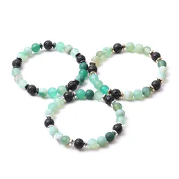 Beaded 8mm Matte Green Stripe Agate Stone Pärlor Hematit Lava Strand Armband för kvinnor Män Yoga Buddha Energy Jewelry Drop Dhgarden DHW0K