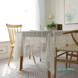 طاولة قماش موري سلسلة رعوية بيضاء جوفاء خارج المائدة المحبوكة منسوجة البيانو الرماية الدعائم القهوة Toalha de Mesa 889