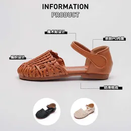 Mädchen Sandalen Sommer Neue Kinder Gewebte Prinzessin Kleinkind Kinder Einfarbig Weichen Boden Nicht-slip Strand Schuhe