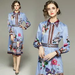 Womens Boutiqe Dress Long Sleeve Palace Printed Dress 2023 Spring Autumn Dress High-end Retro Lady Dresses OL Runway Dresses