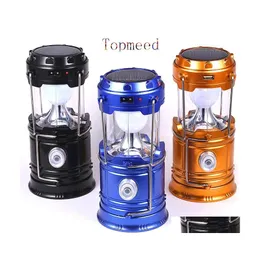 Solar Garden Lights Portable Lantern Lantern Cam LED Światło 16 -letnia jasna lampa wakacja na zewnątrz wiszące piesze wędrówki Drop dostawa dhemr