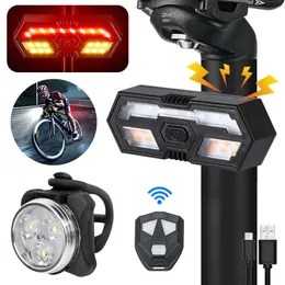 Luzes USB Min Bicicleta dianteira Light Light Wirete Control Bicycle Light com lâmpada de sinal de rotação do ciclo de chifre 0202