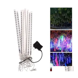 Led Strings 8Pcs/Set Snowfall Strip Light Christmas Lights Rain Tube Meteor Shower Tubes 100240V Eu/Us Plug Drop Delivery Lighting Ho Dhsom