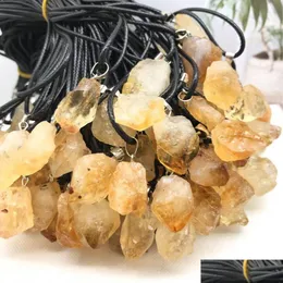 Подвесные ожерелья натуральный камень неровный цитринный колье заживление желтые кристаллические прелести для женщин -ювелирных изделий Пендан Дхгарден Дхбель