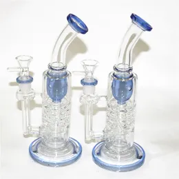 Glass Bong Hockah Glass Water Pipes Beaker Recycler Bongs DAB 장비 오일 버너 재 포수 버버 14mm 보울