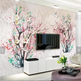 Bakgrundsbilder 3D akvarell Floral Bakgrund Papel Adhesivo Decorativo Para Muebles Papier Peint Mural Rouleau Handmålning Blomvägg