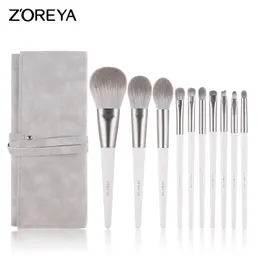 Strumenti per il trucco ZOREYA Silver 1014pcs Set di pennelli Cosmetici Pennello per ombretto Blending Blush Lip Powder Highlighter Make up 230203