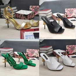 High Heels Sandals for woman Shoes Genuine Leather Dressing Pumps with D Baroque & G Sculpted Heel sandals slippers